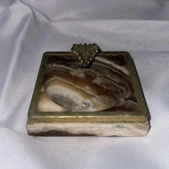 Vintage Art Deco Onyx Marble Ashtray & Heart Trinket Box Set - Picture 4 of 10